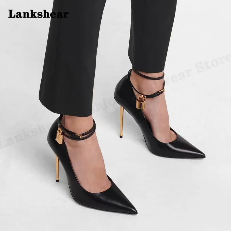 

Women's Pumps Metal Decoration Pointed Toe Stiletto High Heels Shoes Lacquered Buckle Stiletto Women's Shoes Workplace Shoes