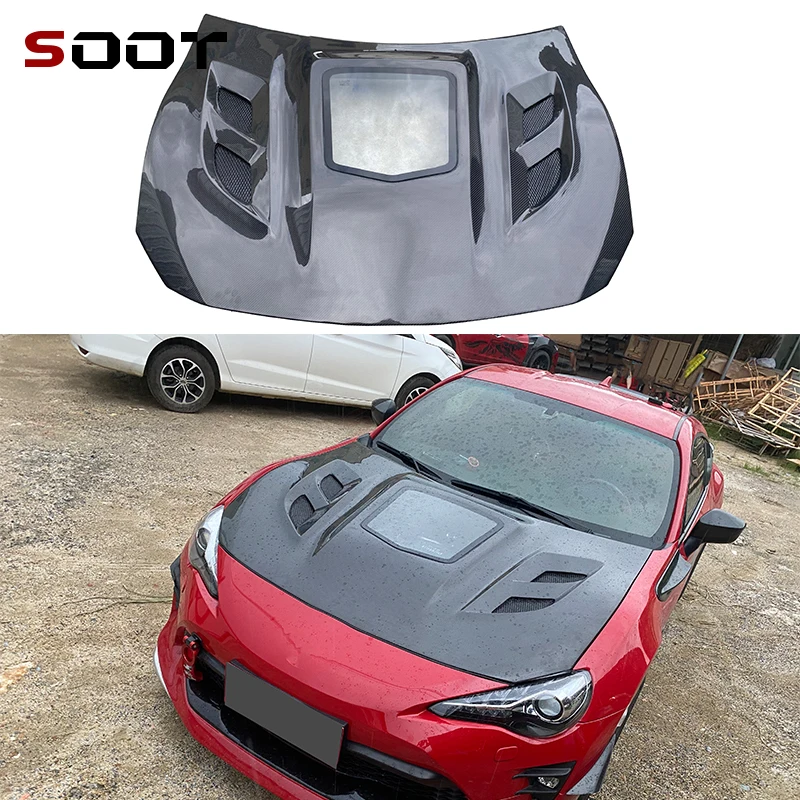 

For Toyota GT86 Subaru BRZ 2012-2018 Carbon Fiber Hood Engine Cover Hood Car Headliner Hood Cutout Cooling Front Cover Auto Part