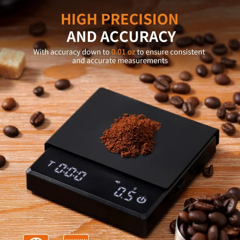 Mini Electronic Coffee Scale Smart Powder Water Ratio USB Silicone Pad High Quality Precision Professional Kitchen Coffee Tools