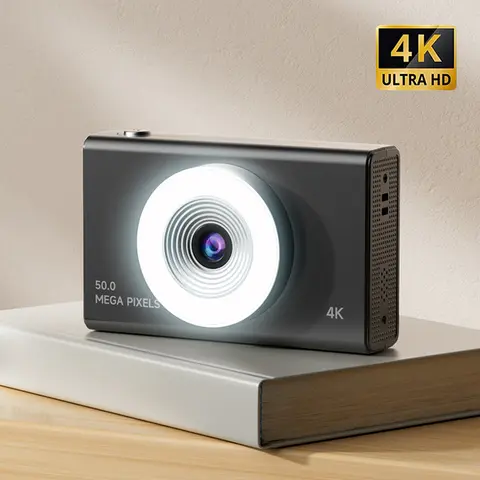 4K 디지털 카메라 CCD 레트로 미니 카메라 HD 1080P 5천만 픽셀 자동 초점 손떨림 방지 8배 줌 컴팩트 캠코더 비디오 레코더