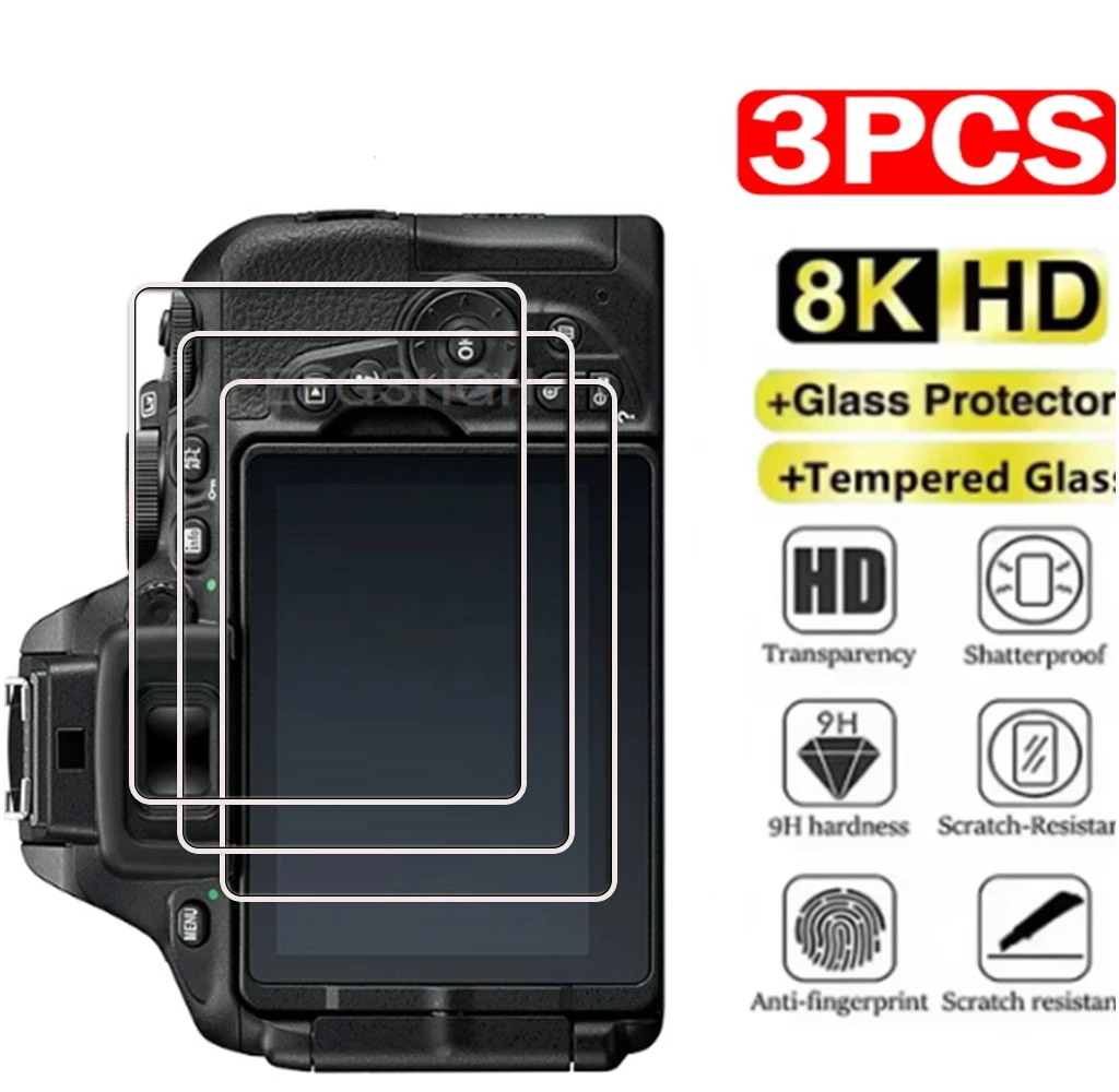 3 piezas de vidrio templado HD 9H para Nikon D5600 D5300 D5200 D5300 D5500 D5600, película protectora de pantalla LCD para cámara