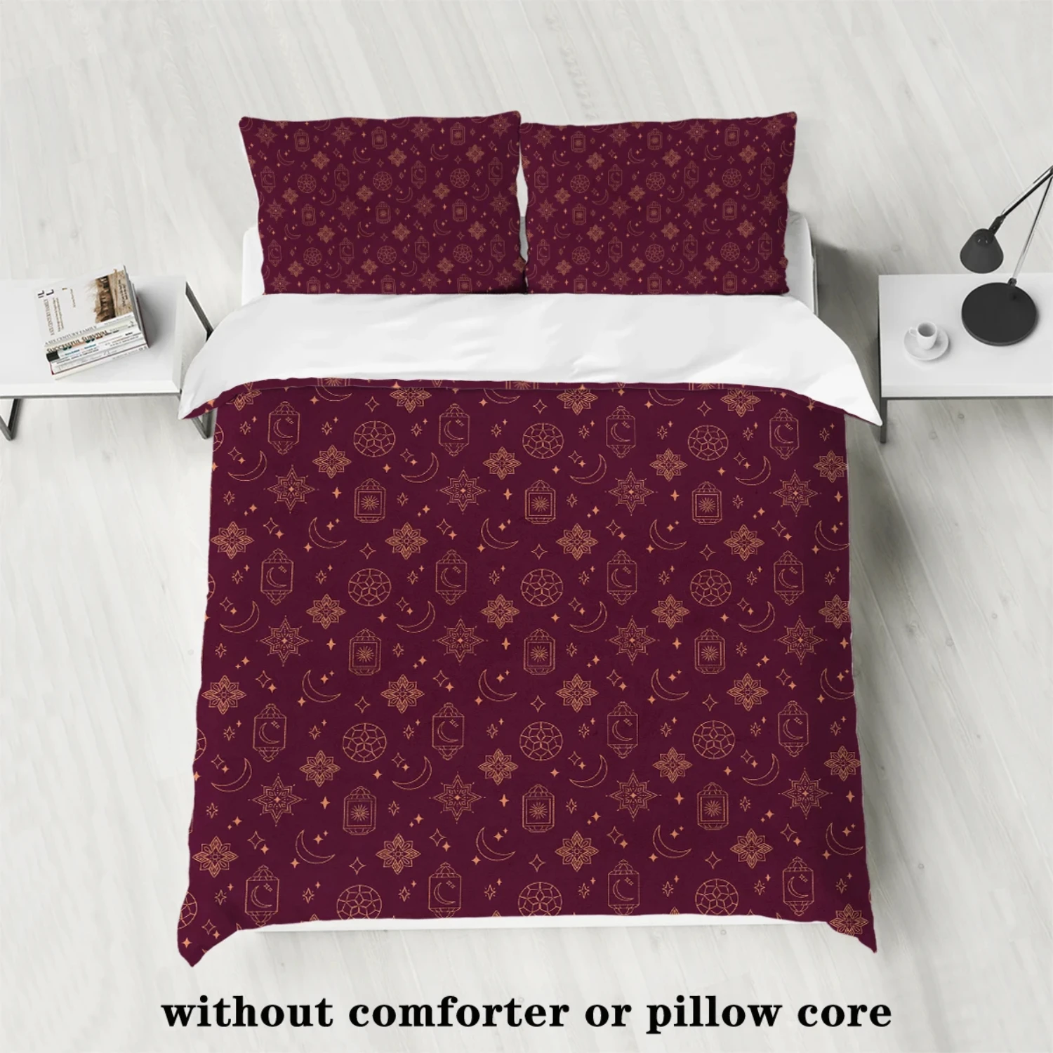 Skin friendly, comfortable and breathable, this elegant dark red 3PC matte polyester duvet and pillowcase set is perfect for the