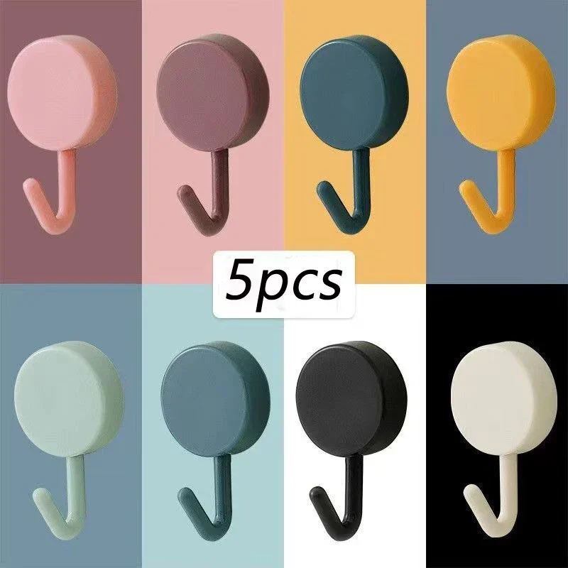 Gancio da parete autoadesivo da 5 pezzi, resistente senza foratura, porta del bagno, porta asciugamani da cucina, ganci appendiabiti, accessori per la casa