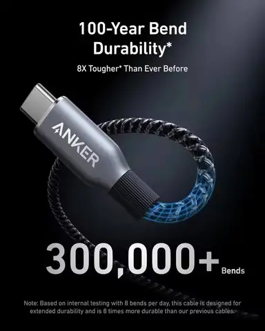 Новый кабель Anker Prime USB-C - USB-C, 240 Вт, 1.8 м, для быстрой зарядки, в оплетке из нейлона, с гарантией изгиба до 100 раз