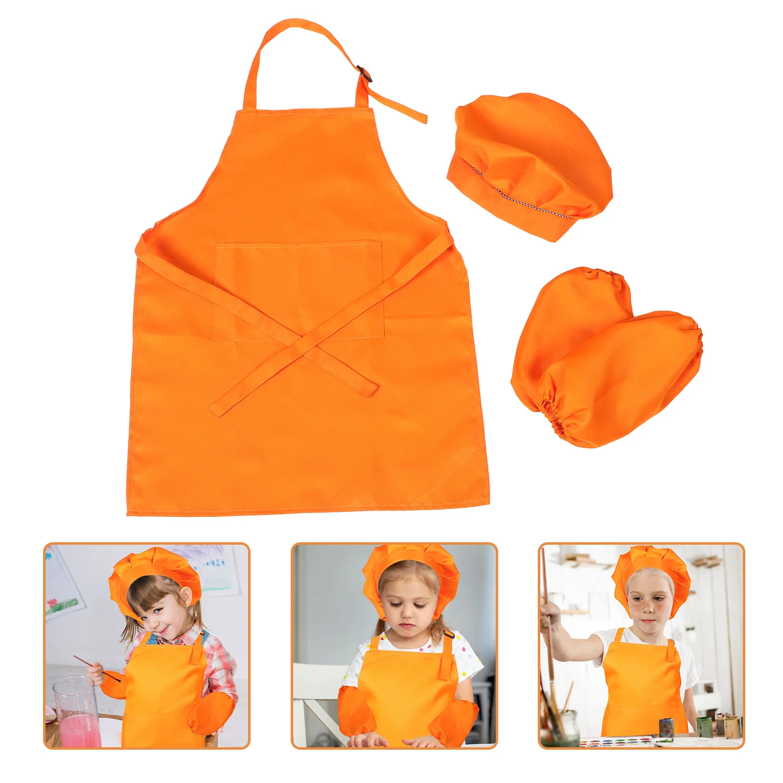 

1 Set Kids Apron Set For Cooking Baking Painting Adjustable Child Apron With Hat Kitchen Playwear Kids Kitchen Aprons Boys Girls