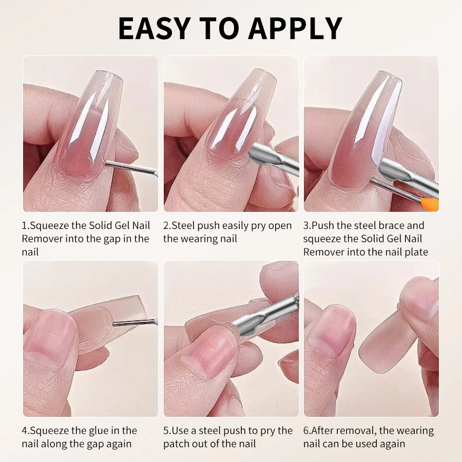 RS NAIL 15 ml Nagelkleberentferner zum Aufdrücken der Nägel. Entfernt leicht falsche Nagelspitzen. Feste Klebstoffe. Gelentferner. Festes Nagelspitzengel