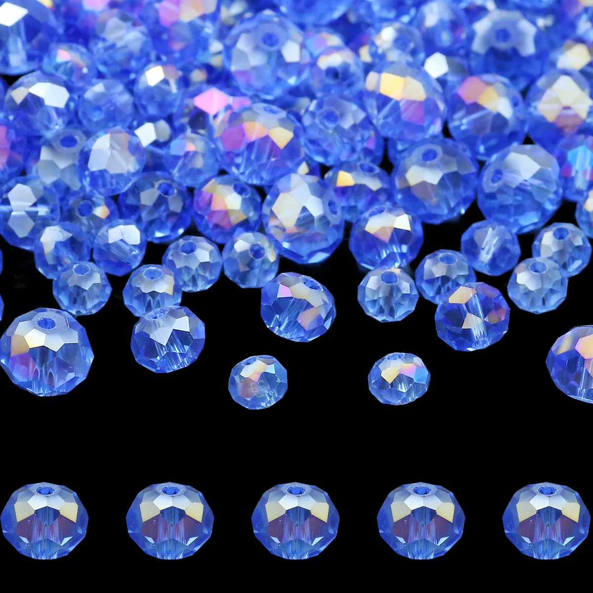  2-10mm Faceted Flat Round Austrian Crystal Light Blue AB Color Loose Spacers Beads For Jewelry Making DIY Charms Accessories