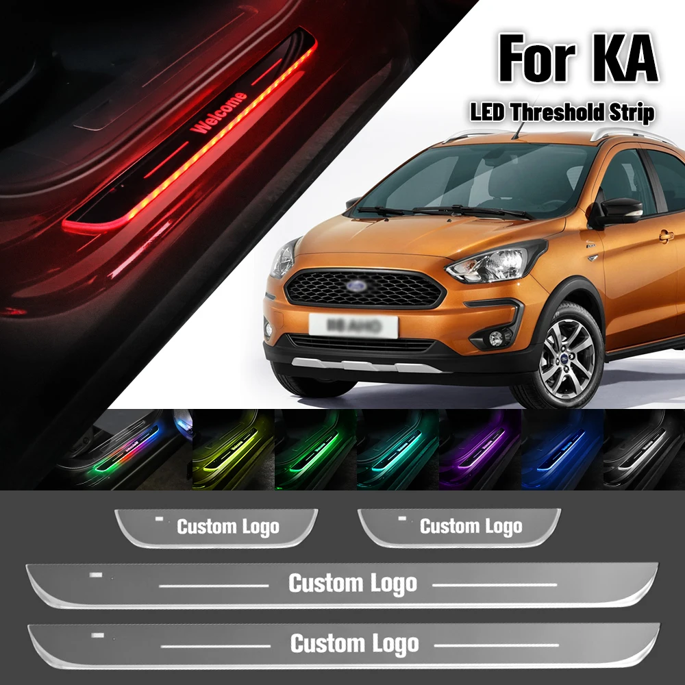 

For Ford KA MK1 MK2 MK3 1996-2020 Car Door Sill Light Customized Logo LED 2015 2019 Welcome Threshold Pedal Lamp Accessories