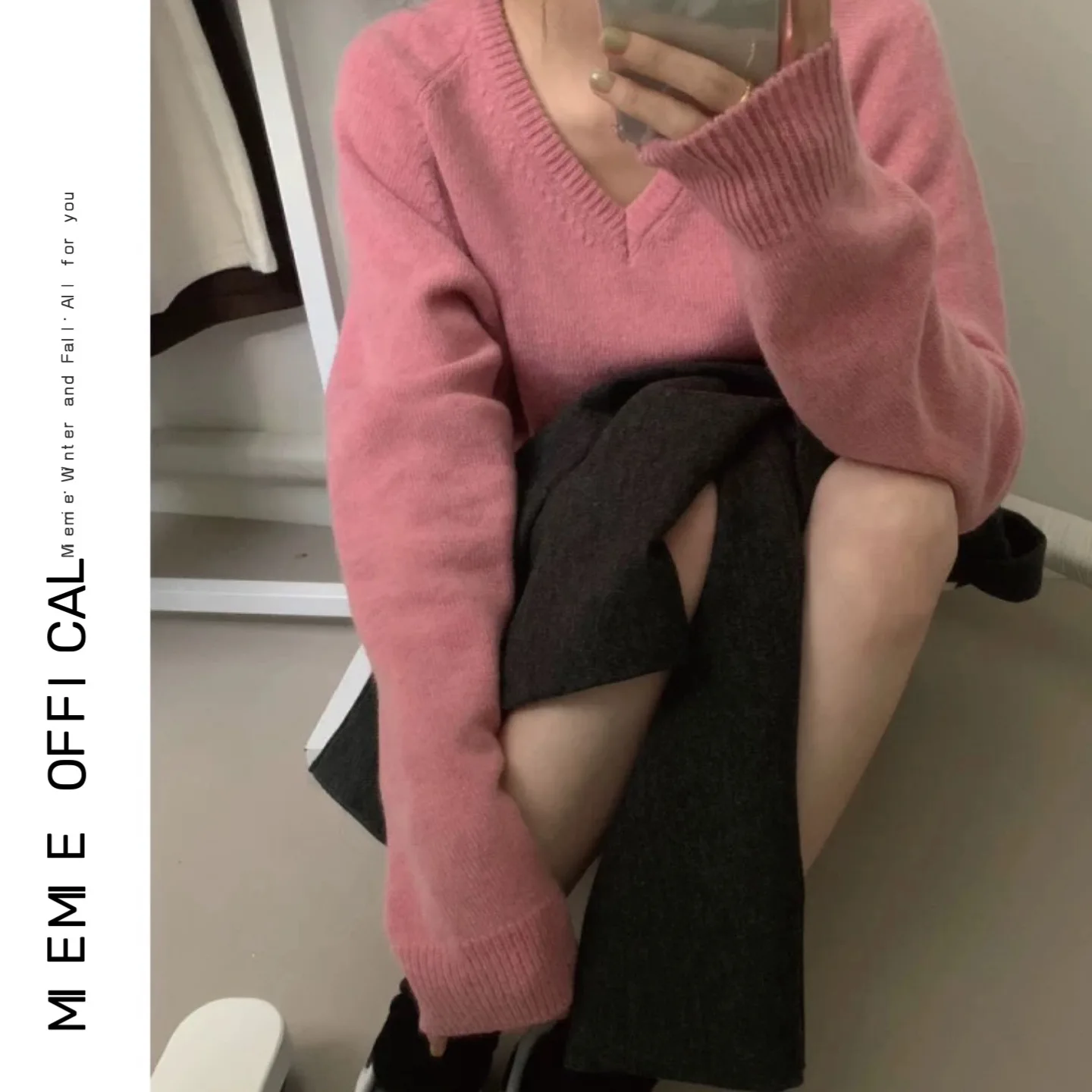

Thiened Casual Knitted Sweater V-Ne Bear Velvet Mixed Twist Home Faion Sweet Sle Regular Fit Online Exclusive
