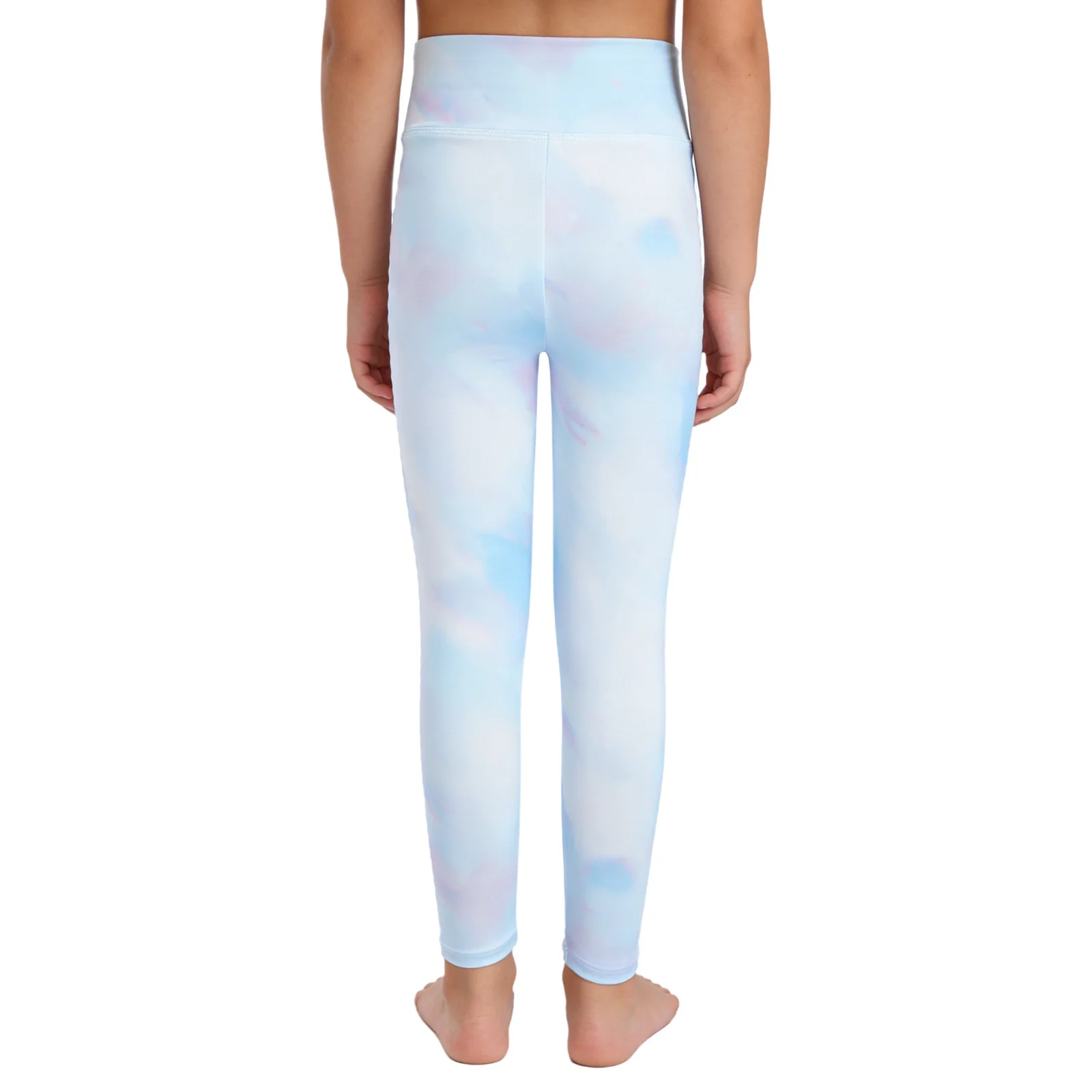 Kids Girls Lightweight Print Yoga Leggings Pants Elastic Waistband Quick-drying Athletic Pants for Dance Workout Running Cycling