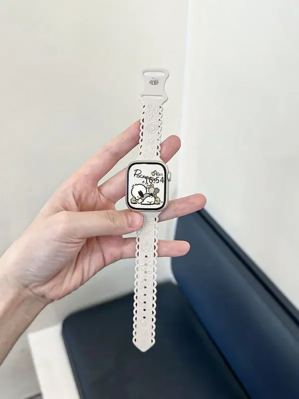 Модный силиконовый браслет с розой для Apple Watch 9 8 7 6 5 4 3 2 1 Ремешок для часов 41 мм 45 мм 40 мм 49 мм 42 мм Ремешок для часов Y2k Подарки