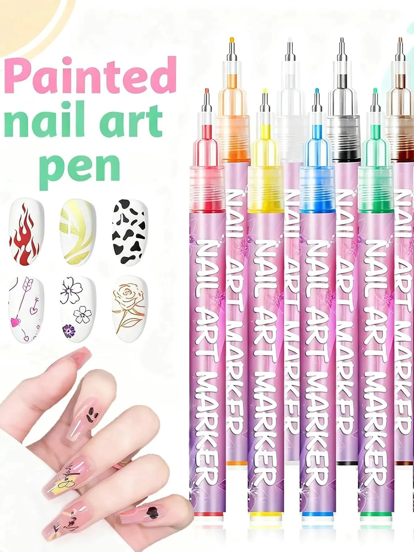 

12 цветов, набор ручек для дизайна ногтей, маркер для ногтей, ручки для рисования, акриловые краски, водостойкая ручка для рисования ногтей, маникюр, очень тонкий, 0,5 мм