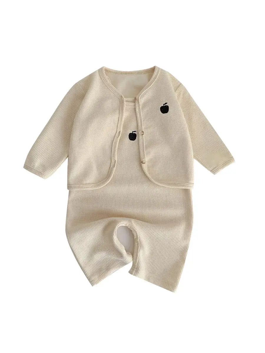 Autumn Baby Suit Suspender Jumpsuit + Long-sleeved Sweater Jacket 2-piece Set Baby Girl Clothing Outer Wear Casual Simple