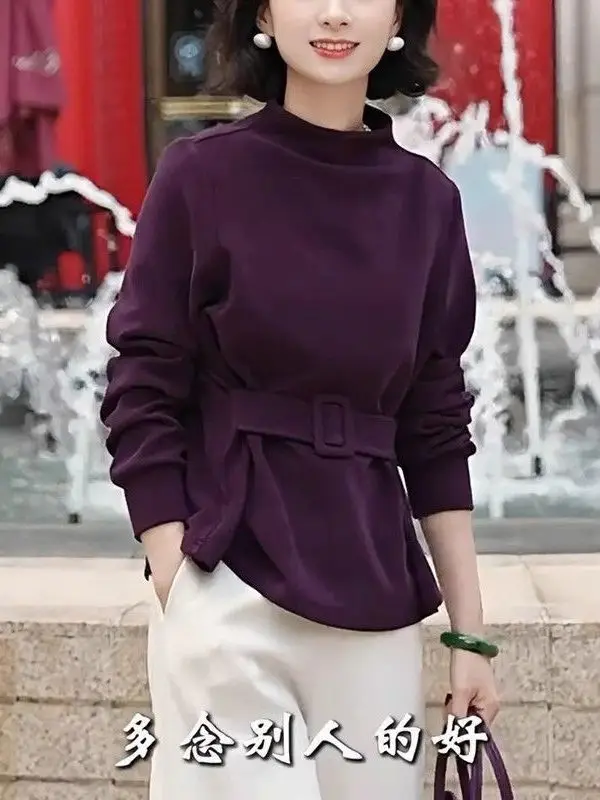 Koreaanse Sle High Ne Long Sve afslanktop Dames Faionable Veelzijdig riemontwerp Casual woon-werkverkeer Winter Nieuwe collectie