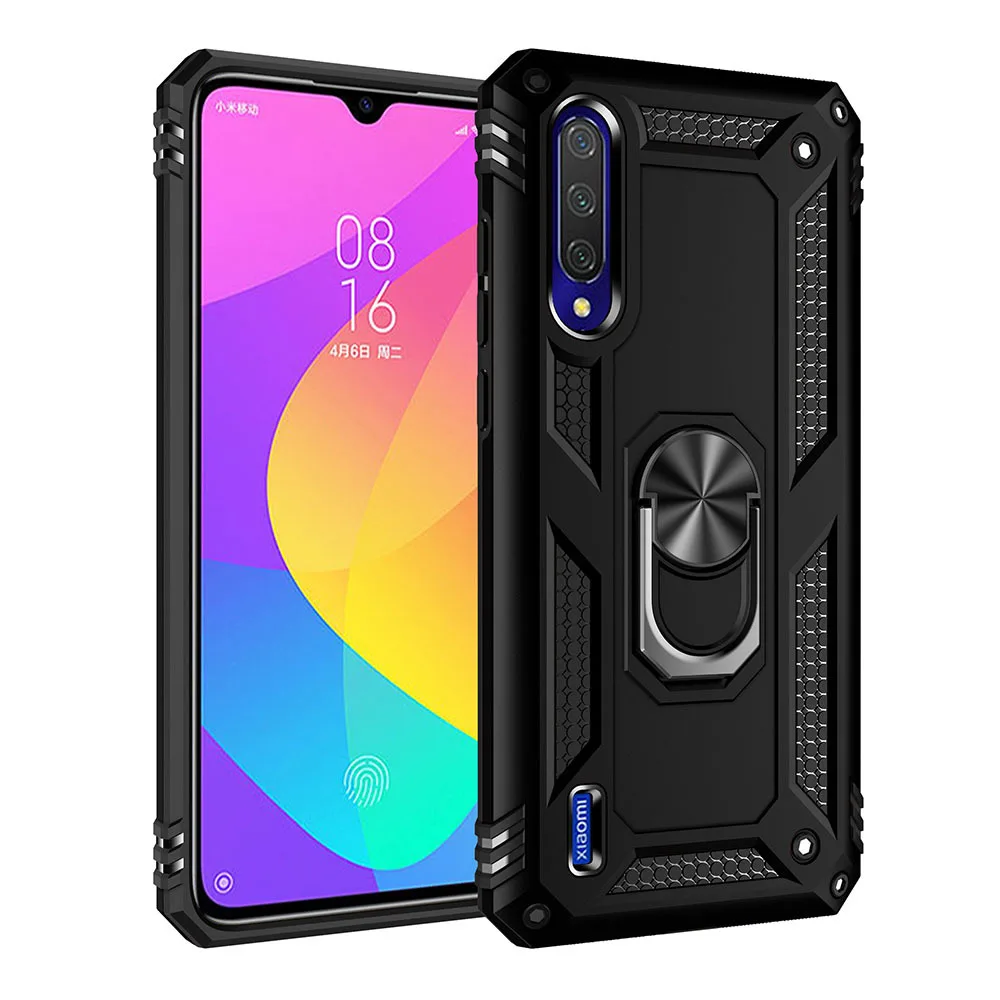 for Xiaomi Mi 9 Lite Armor Shockproof Case for Xiaomi Mi 9 Light Mi9 Lite Military Drop Protective Car Holder Ring Case Cover