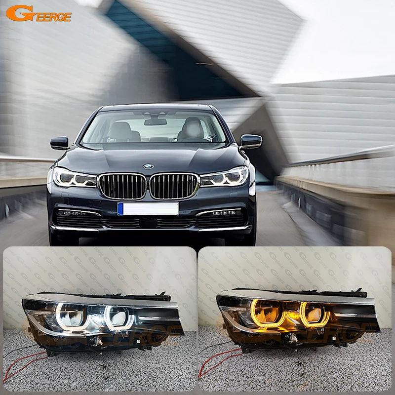 For BMW 7 Series G11 G12 2016 2017 2018 2019 Ultra Bright Switchback DRL Turn Signal DTM Style LED Angel Eyes Kit Halo Rings