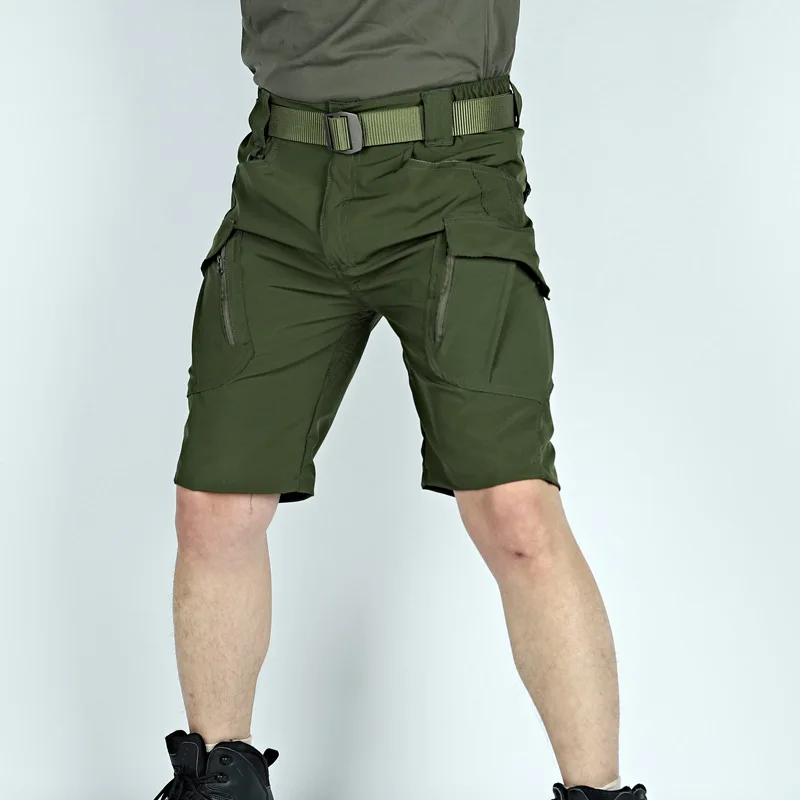 Pantalones cortos tácticos IX9 de secado rápido para hombre, ropa impermeable, transpirable, con múltiples bolsillos, estilo militar, a la moda, holgados e informales, para verano