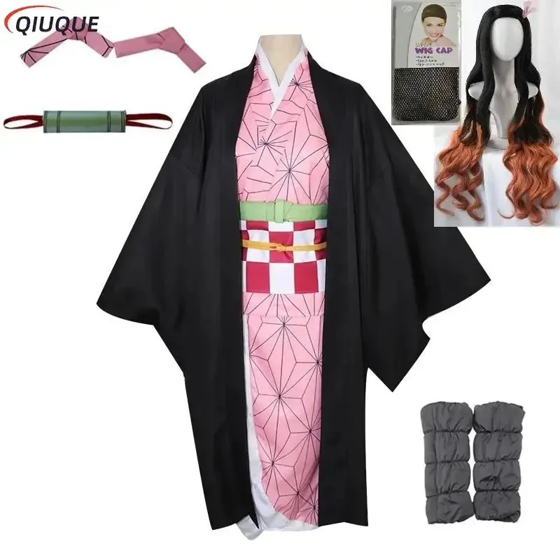 

Камадо Незуко Косплей Костюм Парик Женщины Девушки Кимоно для Взрослых/Детей Горячие Аниме Косплей Хэллоуин Карнавальные Наряды