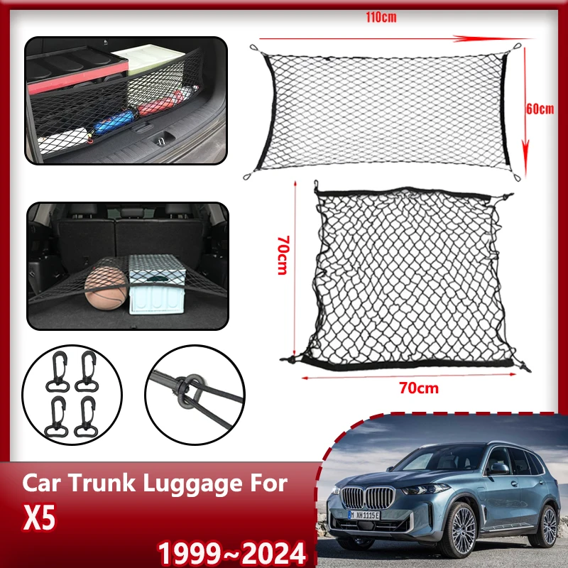 Car Trunk Net for BMW X5 iX5 E70 F15 G05 E53 1999-2024 2023 2022 2021 Allex Auto Rear Cargo Storage Luggage Net Car Accessories