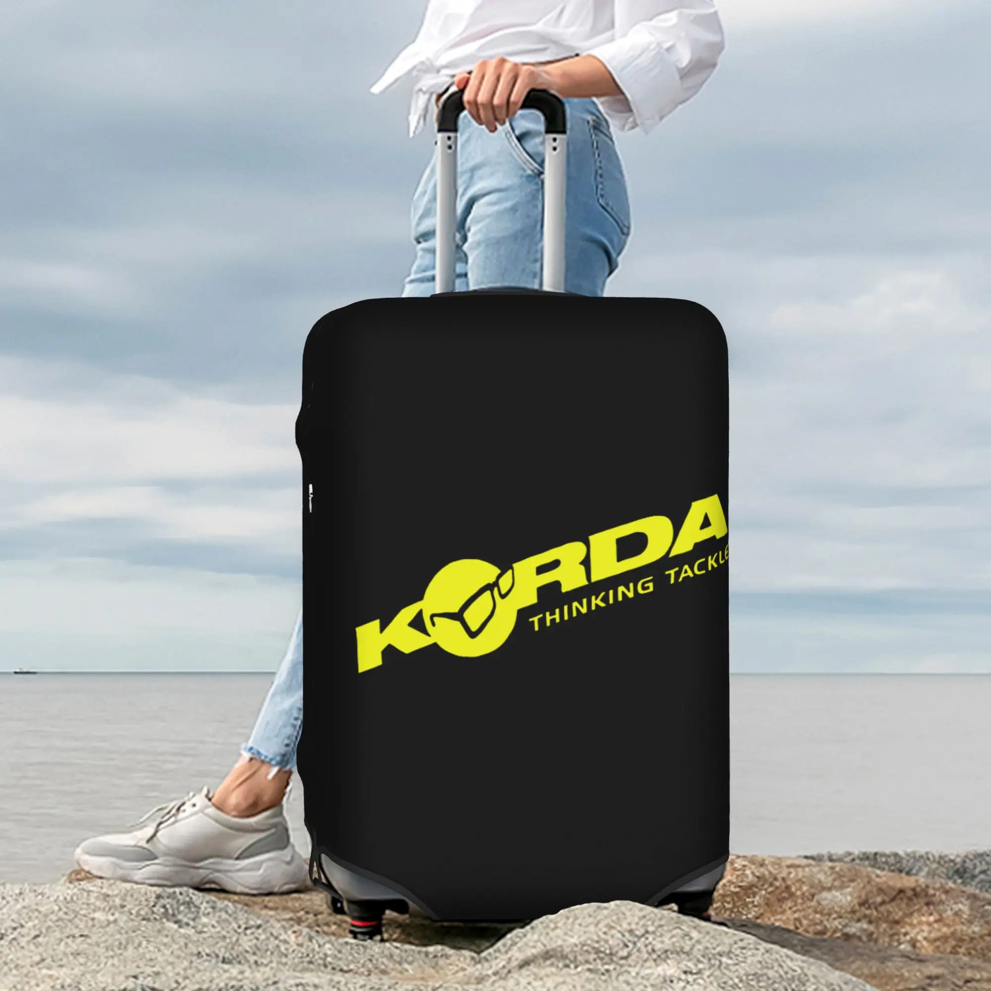 Custom Fashion Korda Inspired Fishing Luggage Cover Protector Washable Fish Carp Gift Travel Suitcase Covers