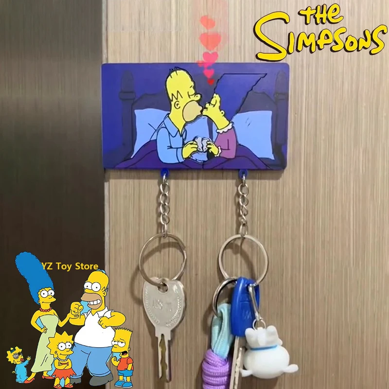 The Simpsons Couple Keychain Kawaii Disney Cute Toys Anime Simpsonss Creative Personalized Cartoon Key Pendant Family Funny Gift