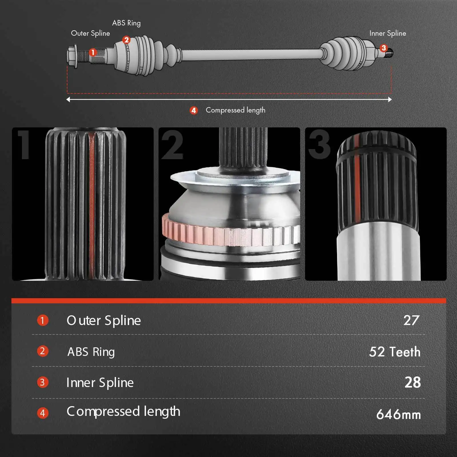 2x Front Left & Right CV Axle Shaft Assembly For Hyundai Santa Fe 2004 2005 2006 4950026850, 4950026860, 4950126860, 4950126800