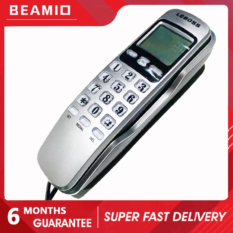 Mini Wall Telephone Incoming Dual Caller ID LCD Display Landline Phone for Hotel Black Silver telefone