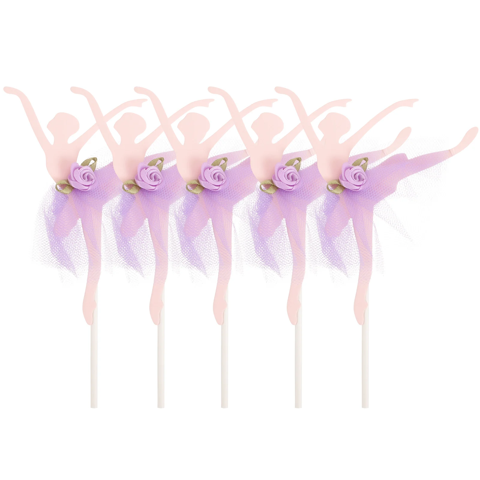

5pcs Ballerina Inserts Ballet Dancing Topper for Birthday Wedding Kids Cupcake Cake Ballet Dancing Girl Topper Picks