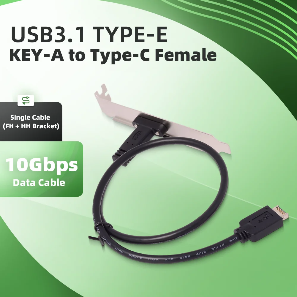 ADT-Link USB 3.1 TYPE-E KEY-A To Dual Type-C Female Baffle Cable Double Chassis PCI Front Data Adapter Cable High-speed 10GB