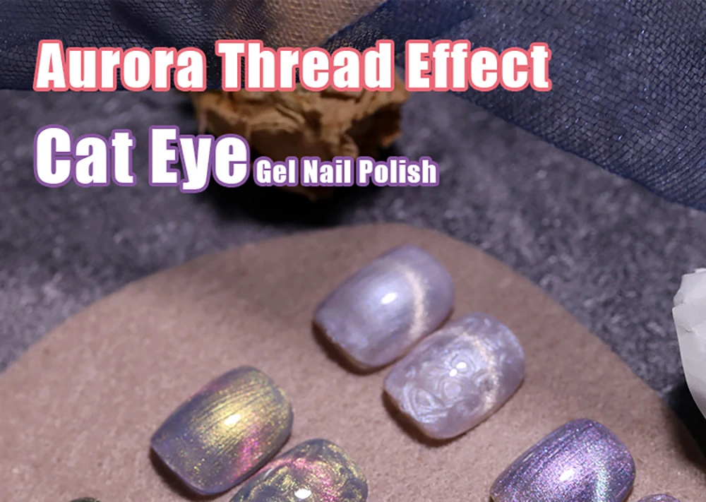 Vendeeni 6 Farben Perlmutt-Faden Katzenaugen-Nagelgel-Set Magnetischer UV-LED-Soak-Off-Gel-Lack Aurora Katzenaugen-Gel-Lack – Detail 1