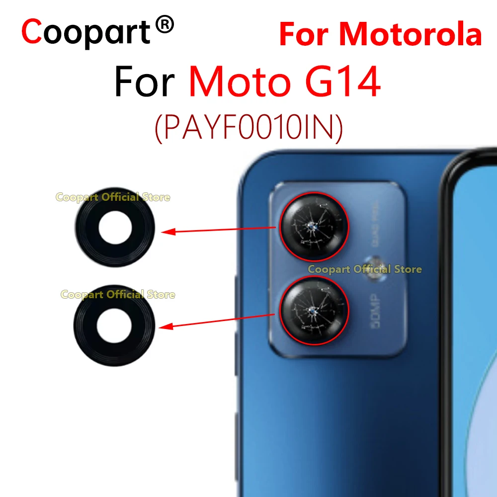 New Coopart Back Rear Camera Lens Glass For Motorola Moto G14 PAYF0010IN Cover With Adhesive Sticker Repair Parts