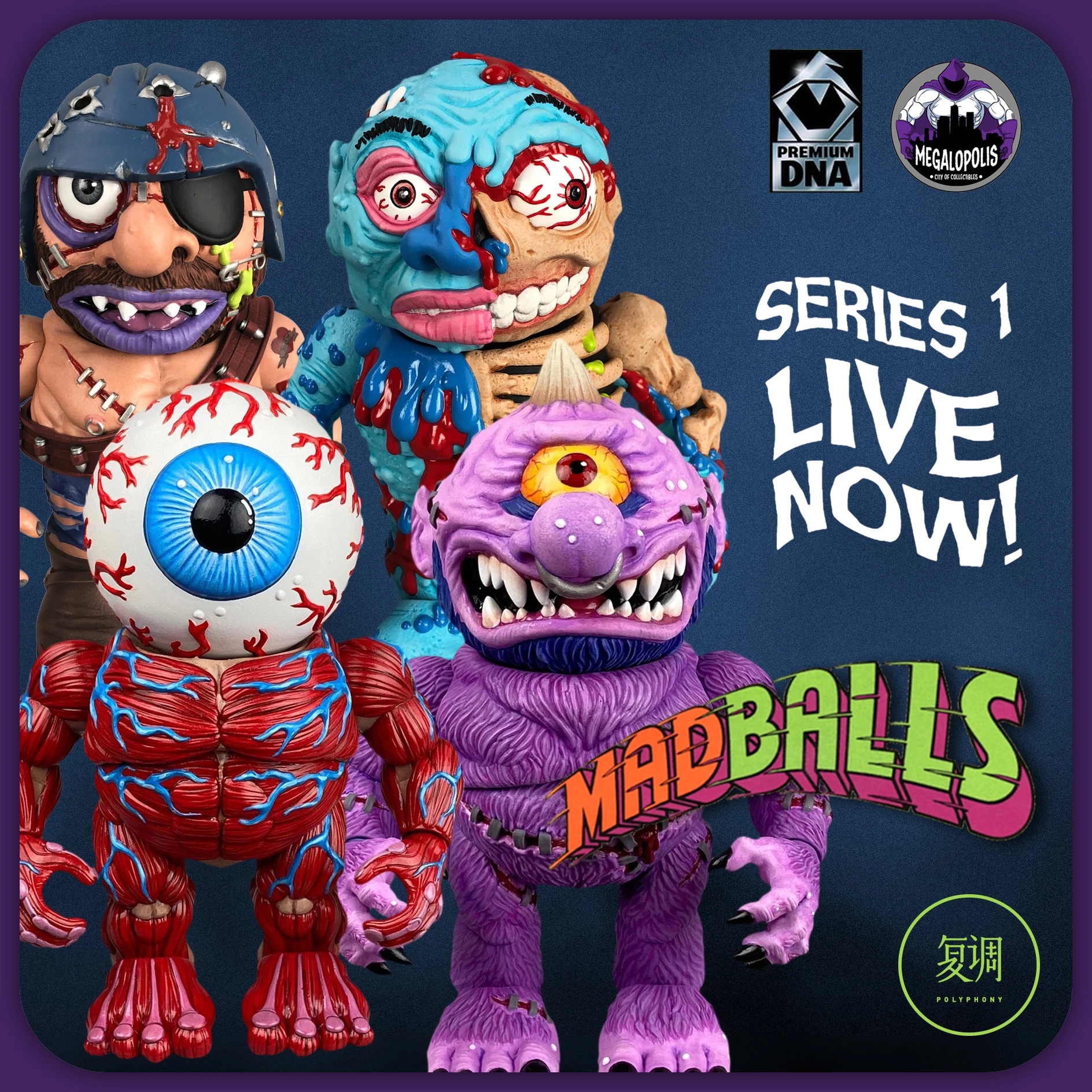 

In Stock! Madballs Series 1 - Premium DNA Megalopolis, Trendy Collectible Figurine, Stylish Display Piece for Toy Enthusiasts