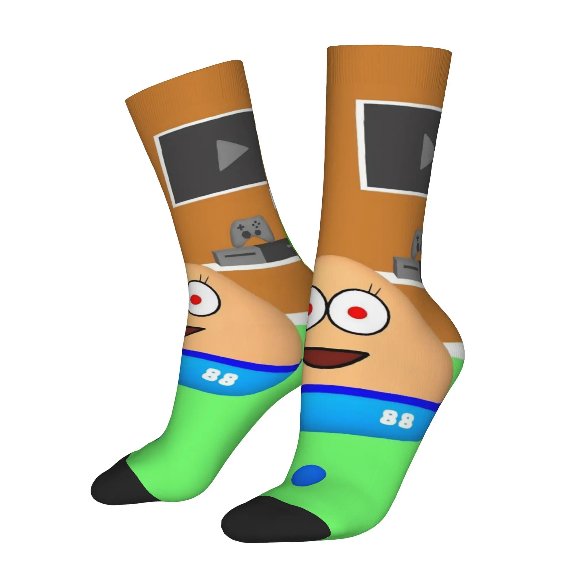 My Pet Alien Pou Design Theme Crew Socks Merchandise for Unisex Non-slip Stockings