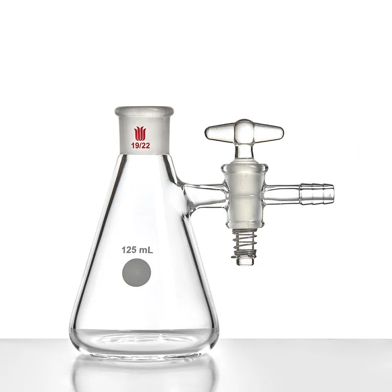 SYNTHWARE Suction filter erlenmeyer bottle with grinding mouth, Triangle flask with glass valve, 2mm/4mm valve aperture, F66