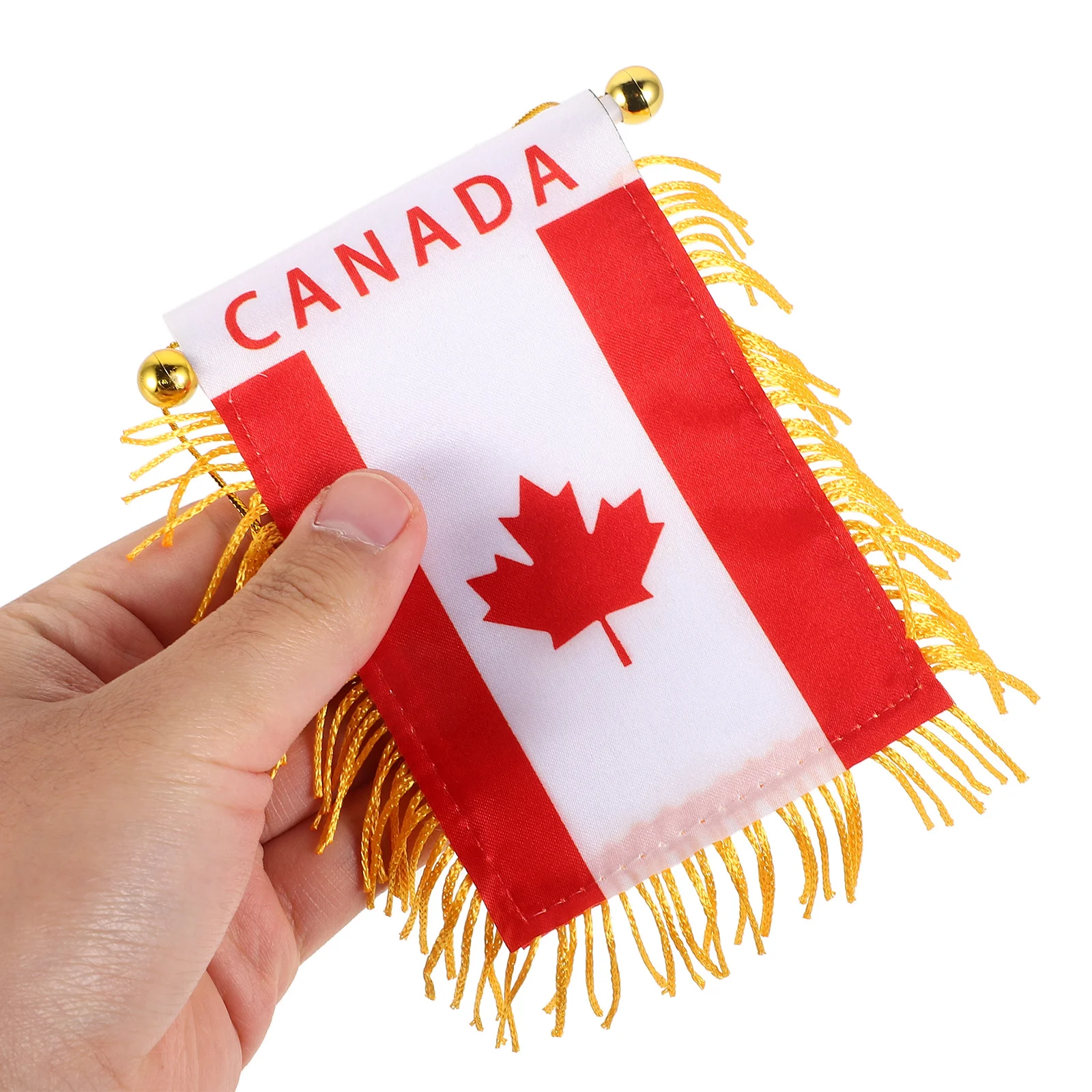 

6Pcs Canada Flag Car Mini Hanging Flags Satin Plastic Small Banners Car Window Rearview Mirror Ornaments Canada Flag