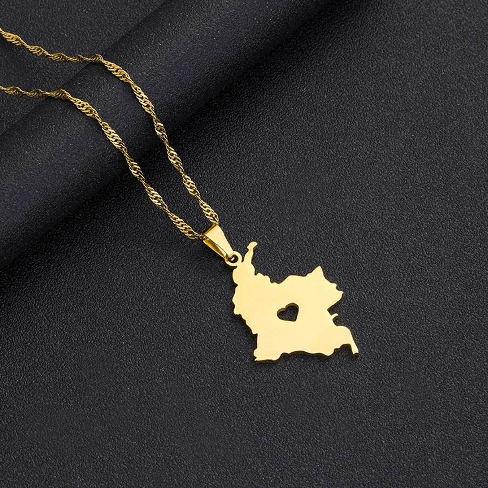 Mode Kolumbien Karte Flagge Anhänger Halskette Edelstahl Kolumbianer Männer Frauen Karten Schmuck Geschenk – Detail 10