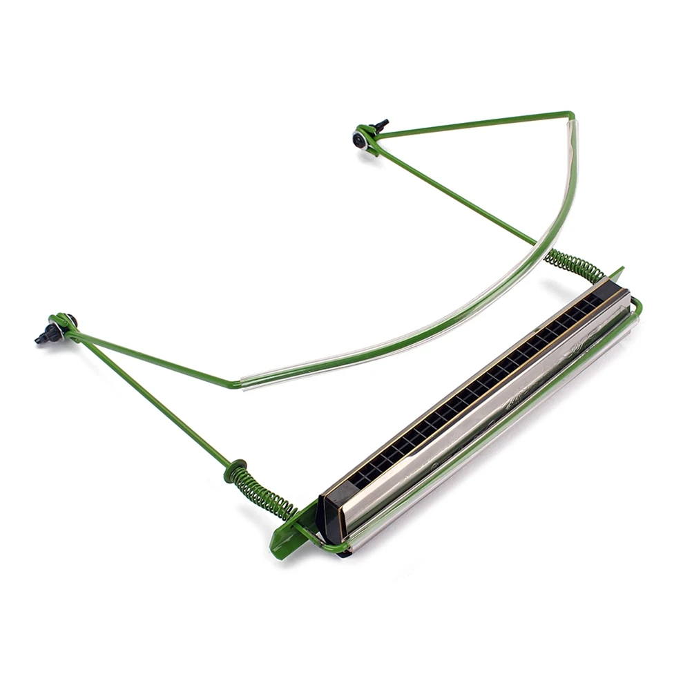 

24 Holes Harmonica Stand Neck Rack Mounts Harmonicas Holder Metal for Holders Green