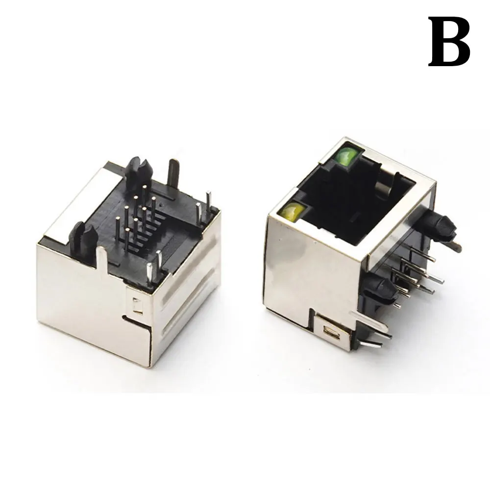 2PCS Metal RJ45 Shield Network Jack 8 Pin PCB SMT/horizontal/vertical Board Female Socket Connector 8P8C