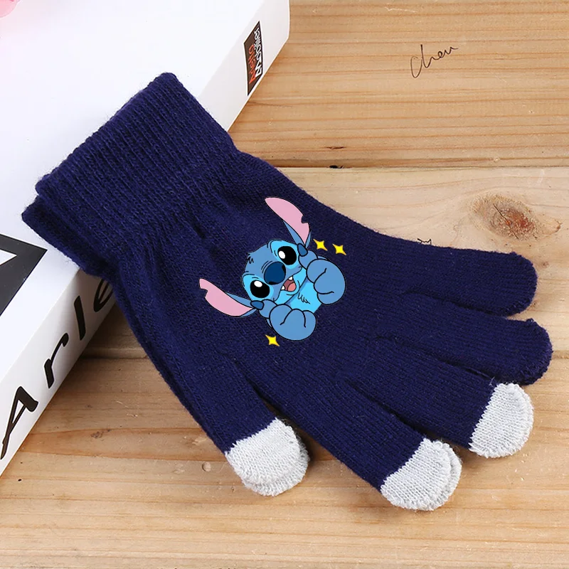 Disney Anime Winter Touch Screen guanti Lilo & Stitch Boy Girl Warm Stretch Knit Mittens sport all\'aria aperta inverno caldo regalo Kawaii