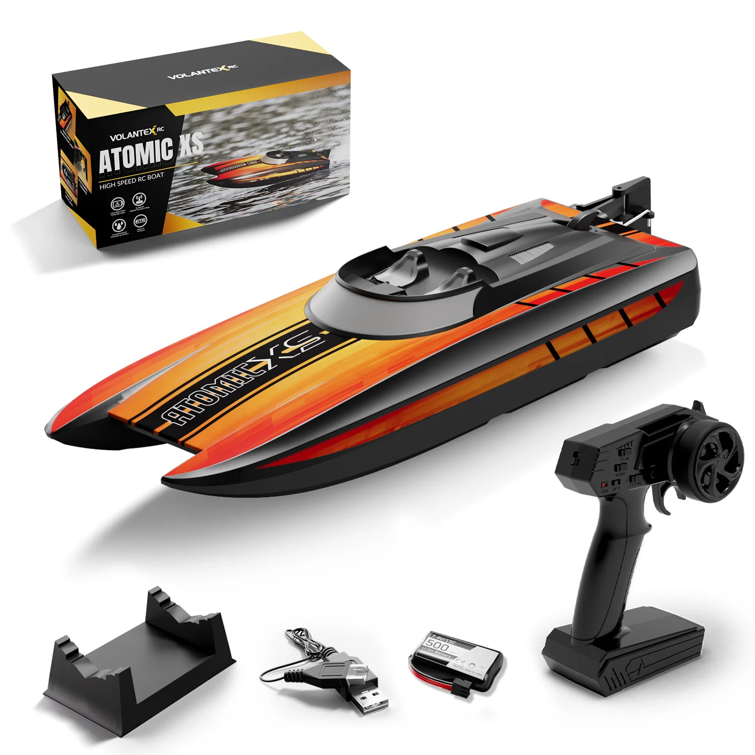 

VOLANTEXRC RC Boat 2.4G 30MPH High Speed Racing Speedboat Professional Waterproof Electric Boat Toys Gifts for Boys