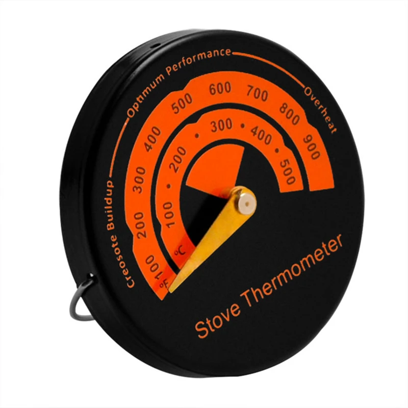 1 PCS Magnetic Stove Thermometer Wood Burner Top Temperature Meter Fireplace Accessory Black