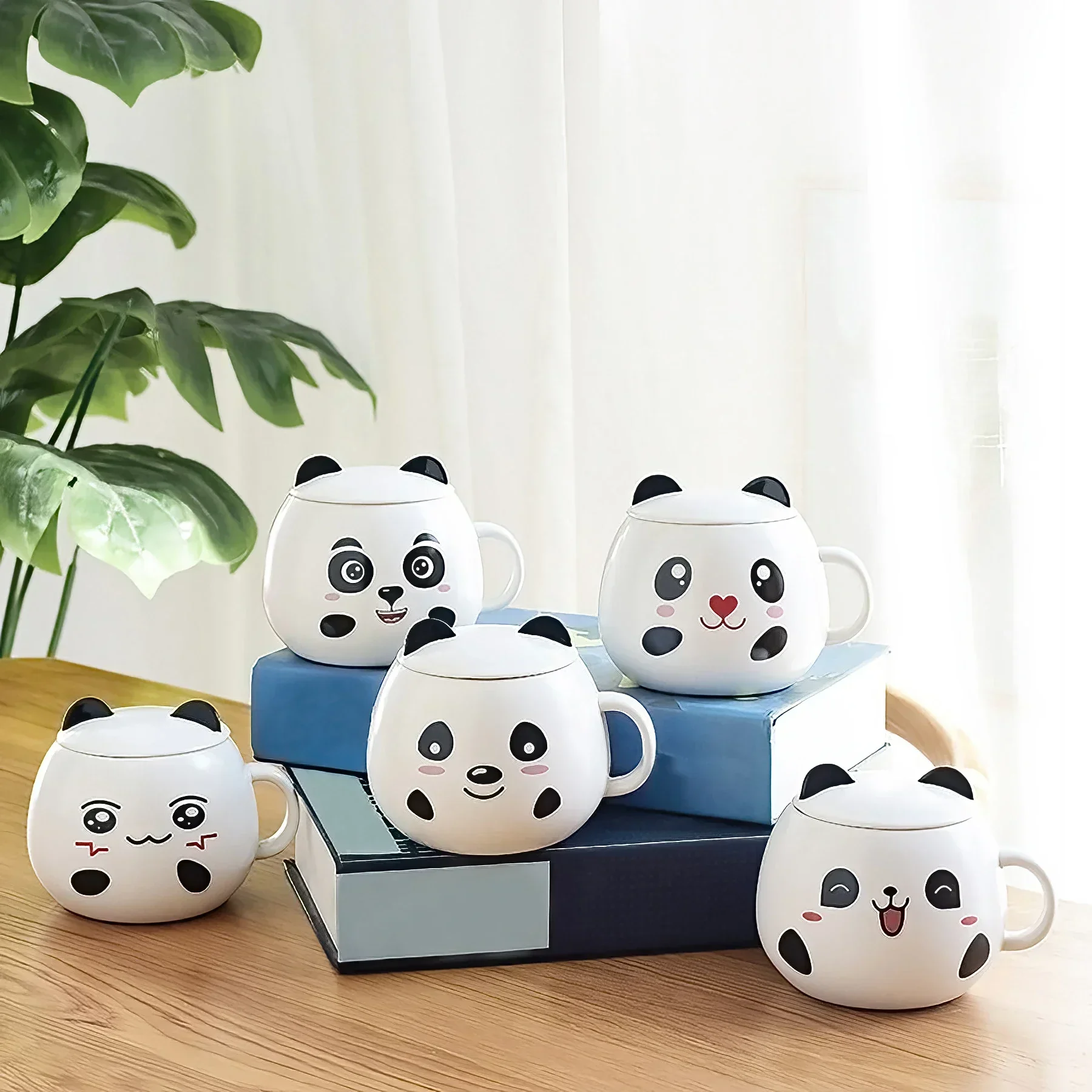Niedliche Art Panda Tasse 450ml Keramik Milch Getränke Tasse mit Löffel Kinder und Mädchen Geschenk Home Office verwenden Getränke gefäß