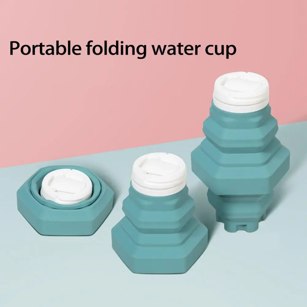 500ML Collapsible Water Bottle Hexagon Folding Travel Bottle Food Grade Drinking Cup BPA Free Silicone Camping Sports Cup