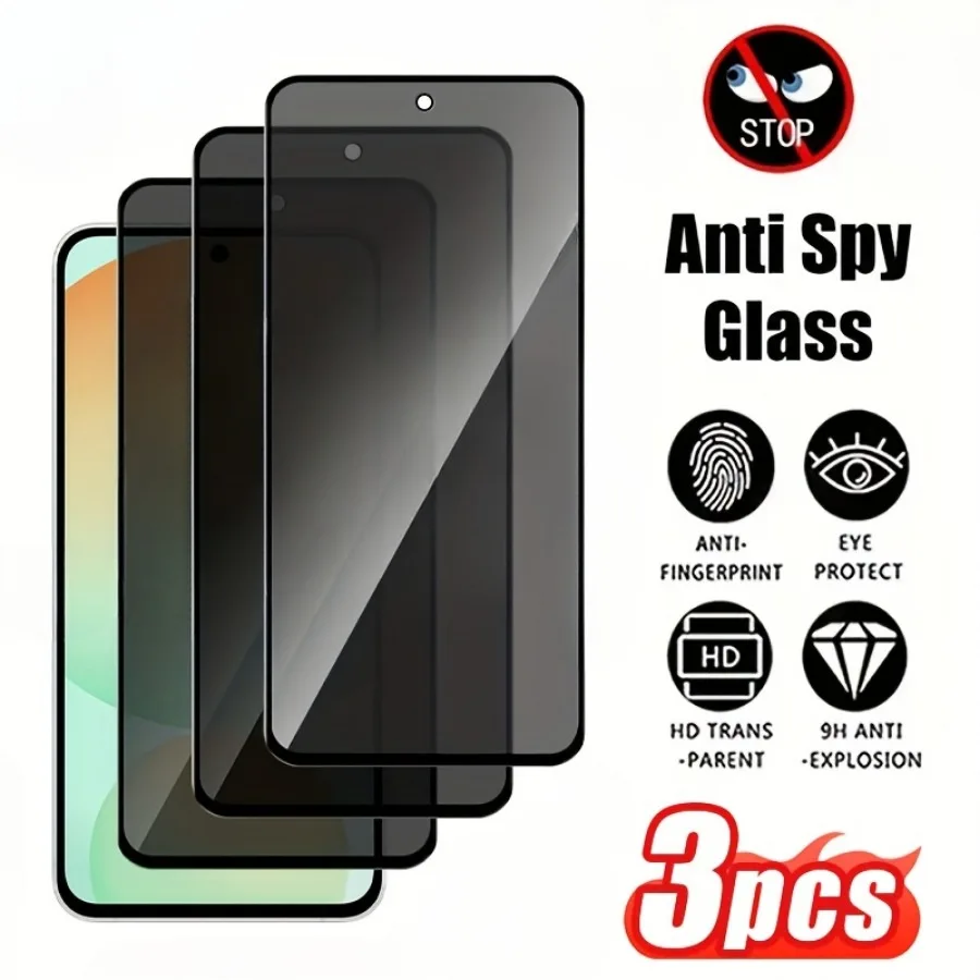 3Pcs Anti Spy Screen Protectors For Samsung Galaxy M56 F56 A16 A25 A26 A36 A55 A56 Tempered Glass For Samsung S24 S23 S21 S20 FE
