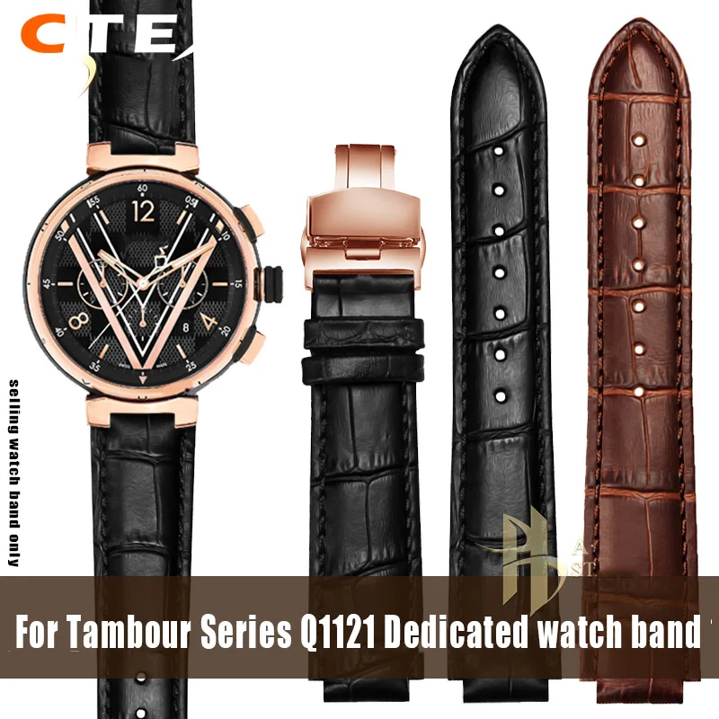 For LV Watch Raised Mouth for Louis Vuitton Tambour Series Q1121 Dedicated Watchband Men Women Q114k Genuine Leather Watch Strap