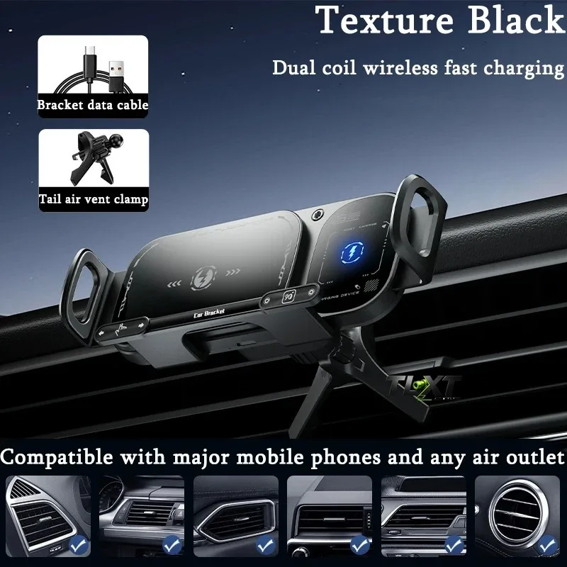 2IN1 Car Wireless Charger Phone Holder Touch Rotate Stand for Samsung Galaxy Fold 6 5 4 3 Z Flip Iphone 16 15 14 13 12 11Pro Max