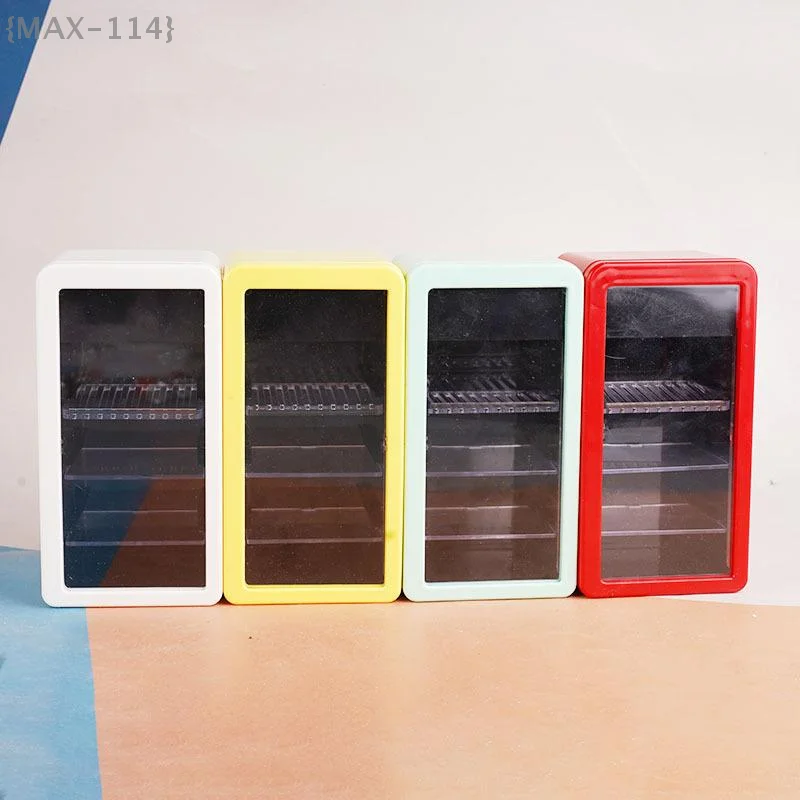 {MAX-114}  1:12 Dollhouse Miniature Refrigerator With Canned Drinks, Beverage Cabinet Model For Pretend Play