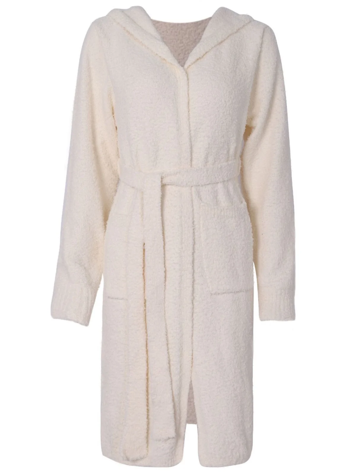 

Faionable Warm Hooded Jaet with Belt Women's Street Sle Thiened Polyester Long Sve Zipper Closure Mid-Length Coat