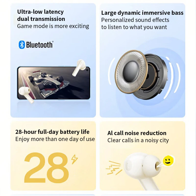 الأصلي ممن لهم Enco Air3i سماعة سماعة لاسلكية تعمل بالبلوتوث 5.3 سماعات موسيقى HiFi ستيريو HD هيئة التصنيع العسكري دعوة سماعة 460mAh الاستعداد الطويل