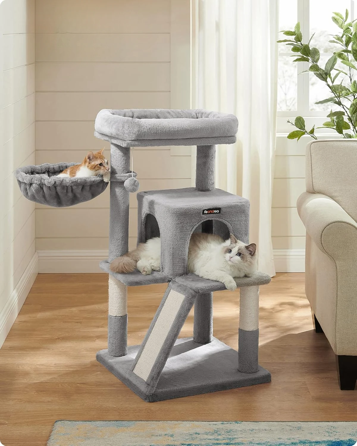 

Cat Tree, Small Cat Tower with Widened Perch for Large Cats Indoor, Kittens, 37.8-Inch Multi-Level Cat Condo